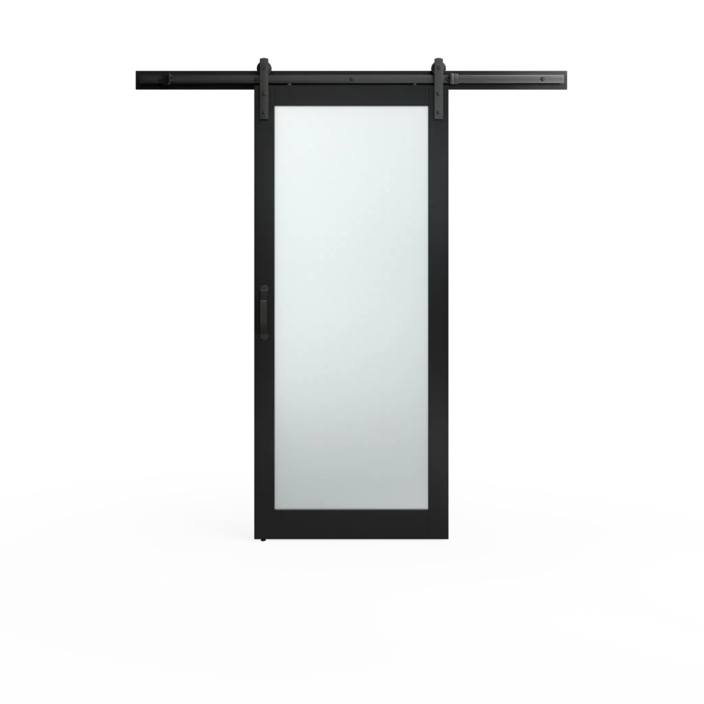 1-Lite Frosted Glass Black Barn Door